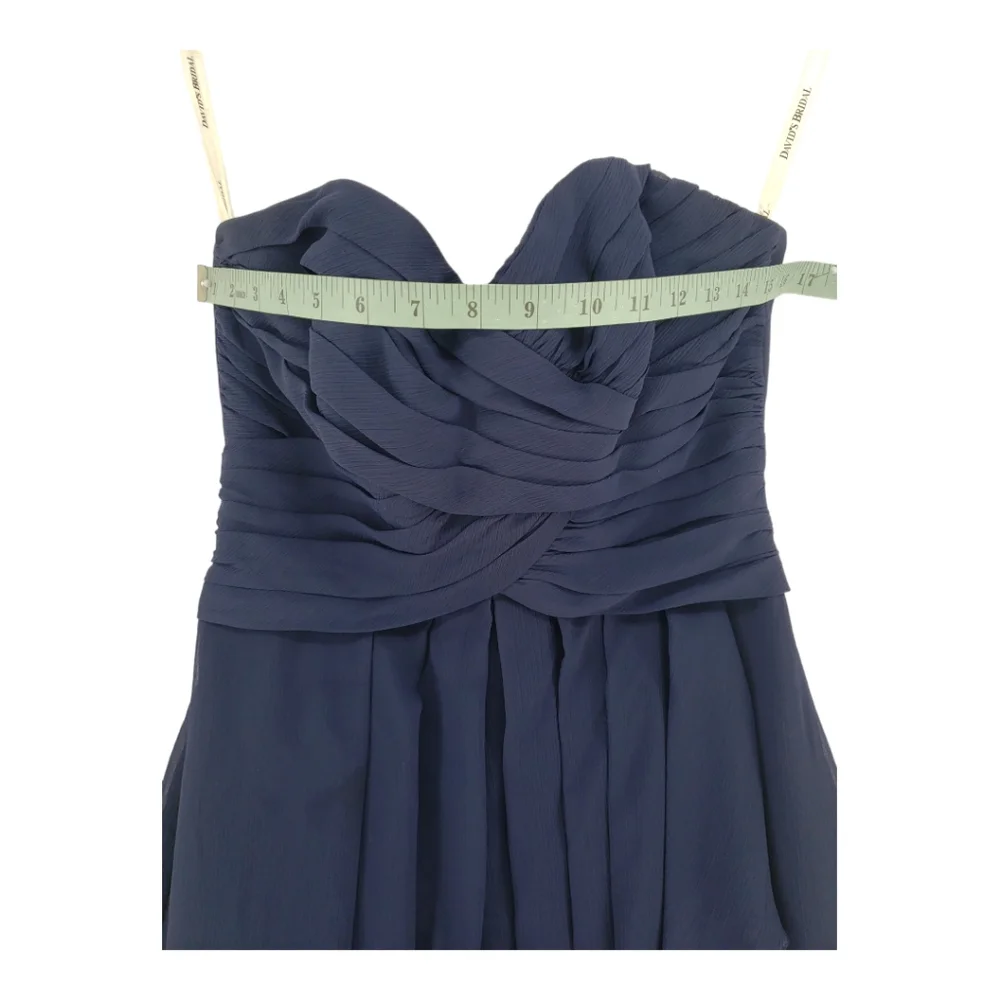 David's Bridal Strapless Sweetheart Neckline Short Dress Size 2 in Navy - Picture 6 of 13